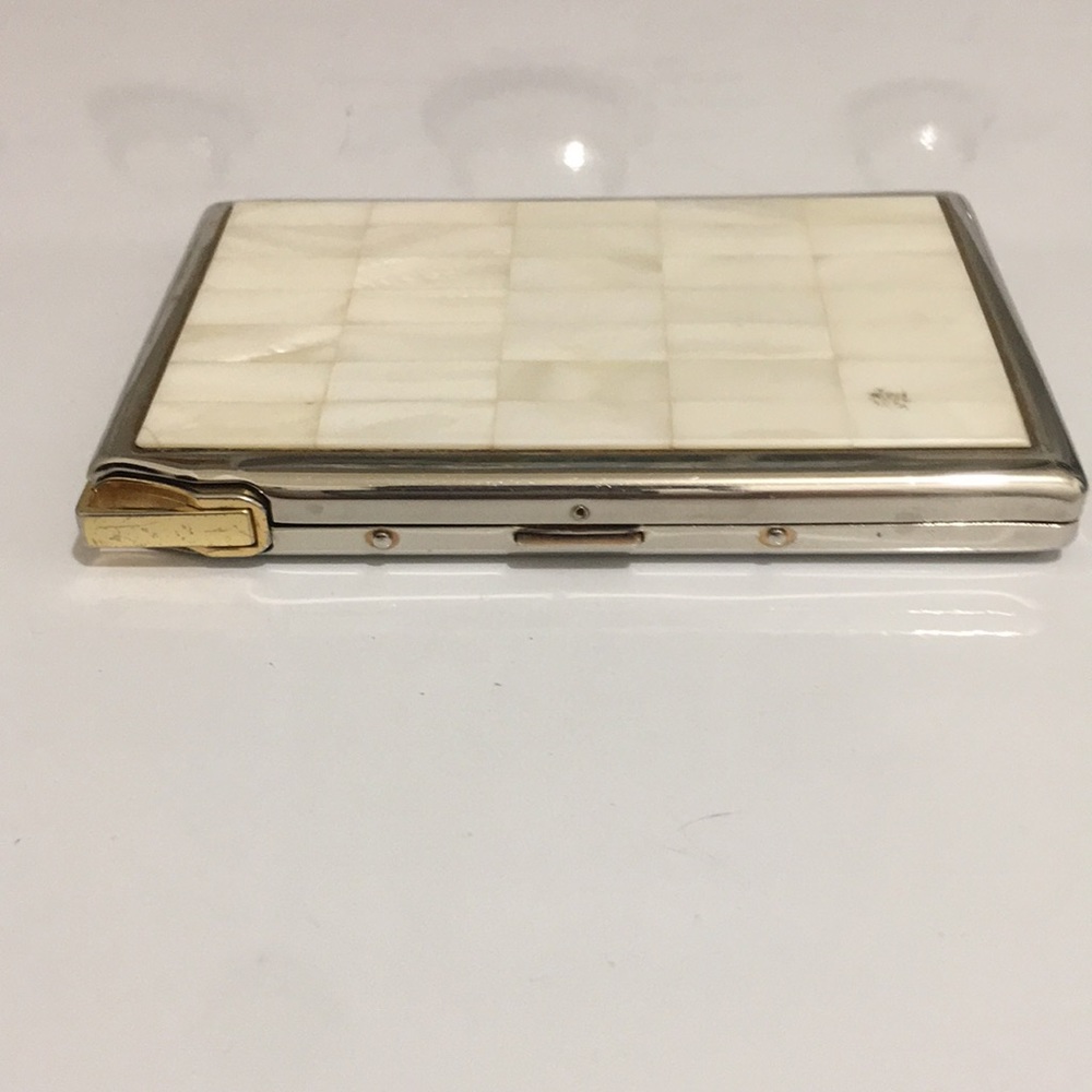 Colibri Lighter and Cigarette Case, Gold Tone w Mother of Pearl Setting, VTG - Picture 3 of 16